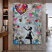 preiswerte Straßenkunst-Banksy Mädchen Graffiti Ölgemälde handgemalt Pop Art Gemälde berühmte Leinwand Banksy Mädchen Kunstwerk Gemälde Banksy Ballon Leinwand Gemälde Wanddekoration Kunstwerk Gemälde
