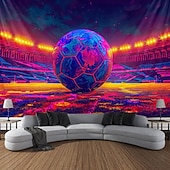 billiga Semestertapeter-uefa euro 2024 blacklight gobeläng uv reaktivt sken i mörkret majestätisk stadion fotboll trippy dimmigt hängande gobeläng väggkonst väggmålning för vardagsrummet sovrum