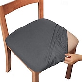 abordables Sr. y Sra. Boda-4 piezas/6 piezas de color sólido cepillado de alta elasticidad funda de silla simple suave y cómoda funda de asiento de silla a prueba de polvo y resistente a la suciedad adecuada para silla de