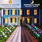 cheap Pathway Lights &amp; Lanterns-Solar Lotus Lantern - 7 Color Changing Waterproof LED Decorative Pathway Light for Garden, Courtyard, Lawn, Wedding and Festival Atmosphere 1PC