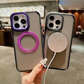 cheap iPhone Cases-Phone Case For iPhone 16 iPhone 15 Pro Max Plus iPhone 14 13 12 11 Pro Max Plus Back Cover With Magsafe with Stand Holder Support Wireless Charging Matte Frosted Retro TPU PC Metal