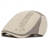 levne Pánské klobouky-Pánské PLacatá čepice Klobouk Ascot Novinářský klobouk Černá Khaki Polyester Výšivka Módní Na běžné nošení ulice Denní Barevné bloky Písmeno Nastavitelná Proti sluci Prodyšné