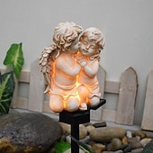 billiga Landskapsbelysning-1 st utomhus solcellsskulptur par ängel jordlampa gräsmatta lampa gårdsplan gräsmatta stig trädgård festival bröllop europeisk landskapsdekoration ljus