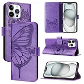 economico Cover per iPhone-telefono Custodia Per iPhone16 iPhone 15 Pro Max Plus iPhone 14 13 12 11 Pro Max Plus Mini SE Per retro Con supporto A calamita con cinturino da polso Farfalla Retrò TPU pelle sintetica