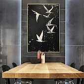 preiswerte Ölgemälde-handgemachtes Ölgemälde Leinwand WandKunst Dekor Original weißes Vogel Gemälde abstraktes Tiergemälde Wohndekor mit gespanntem Rahmen ohne Innenrahmen Gemälde