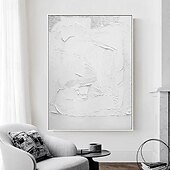 abordables Peintures Abstraites-peint à la main 3d texturé blanc peinture abstraite sur toile 3d texturé art mural boho moderne toile art salon décor pattle couteau peinture à l&#039;huile décor à la maison hôtel pièce d&#039;art