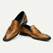 billiga Premium läder Loafers-tofsloafers i premiumkoskinn för män – perforerade vintageklänningsskor för högtidliga tillfällen