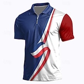 abordables Polo Patriotique 250-4 juillet 2026, 250e anniversaire Homme anciens combattants Patriotique Polos à zip Chemise de golf Manche Courte Polos Chemises à Col Occasionnel Vêtements de rue Vêtements de vacances Tenues de fête