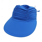 preiswerte Heizen und Kühlen-Modischer, einfarbiger UV-Sonnenschutz für Damen mit breiter Krempe, Visier, modischer Aufdruck, geraffter Sonnenschutz, leerer Sommer-Strandhut