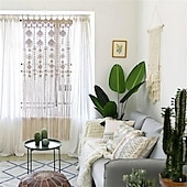 preiswerte Makrame- und Stringvorhänge-Makramee-Vorhang zum Aufhängen, Boho-Dekor, lange Fransen, schicke Türtrenner, handgefertigte Häkel-Wandteppiche, Vorhänge, Dekorationen für Wohnzimmer, Fenster, Wohnheim, Wohnung, Babyparty
