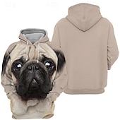 baratos Moletons masculinos com capuz-Homens Cachorro Estampas Abstratas Moletom Moletons Moletom com capuz Manga Longa Moletom com capuz Com Capuz Roupa de rua Impressão 3D Diário Esportes Cáqui Imprimir Primavera &amp; Outono Designer
