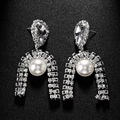 economico Orecchini-Per donna Orecchini a bottone geometrico Alfabetico Prezioso Moda Semplice Diamanti d&#039;imitazione Orecchini Gioielli Argento / Oro Per Matrimonio Feste Regalo 1 paio
