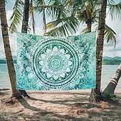 halpa Mandala Matto-mandala boheemin sininen vihreä roikkuu kuvakudos seinä taide iso kuvakudos seinämaalaus sisustus valokuva tausta peitto verho koti makuuhuone olohuoneen sisustus