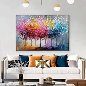 preiswerte Baumölgemälde-bunte Bäume Ölgemälde auf Leinwand große handgemalte Wandkunst abstrakte Wald Ölgemälde Wandkunst Landschaft Ölgemälde moderne Blumen Baum Gemälde für Wohnzimmer Wohnkultur Geschenk
