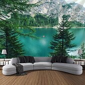 cheap Landscape Tapestry-Mountain River Nature Scenery Hanging Tapestry Wall Art Large Tapestry Mural Decor Photograph Backdrop Blanket Curtain Home Bedroom Living Room Decoration