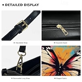 billiga Hand- och toteväskor-Dam Handväska Crossbody-väska Axelväska Boston väska PU läder Handla Dagligen Helgdag Tryck Stor kapacitet Multi Carry Fjäril Blommor Ljusröd Blå