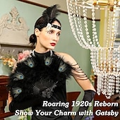 cheap Accessories and More-Retro Vintage Roaring 20s 1920s Feather Fan The Great Gatsby Flapper Girl Wedding Guest Feather Women&#039;s Halloween Carnival Masquerade Party / Evening Wedding Reception Bachelorette Party Adults More