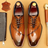 cheap Classic Dress Shoes-Elegant Men&#039;s Cognac Patent Leather Oxford Shoes with Lace-Up Detail - Perfect for Formal Occasions