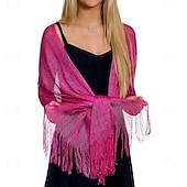 billige Sjal-Sjale Sjal til kvinner Glitter Glitrende Ermeløs Polyester Bryllup Wrap Med Dusk Til Bryllup Vår sommer