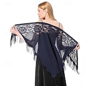 billiga Sjalar-Sjalar Sjalar till damer Elegant Brudkläder Ärmlös Polyester Brudsjalar Med Ren Färg Till Fest Vår &amp; sommar