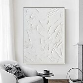 abordables Peintures Abstraites-peint à la main 3d texturé blanc peinture abstraite sur toile 3d texturé art mural boho moderne toile art salon décor pattle couteau peinture à l&#039;huile décor à la maison hôtel pièce d&#039;art