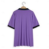 economico Polo classica da uomo-Per uomo POLO Camicia da golf Golf Informale Per eventi Collo a polo a costine Classico Manica corta Di tendenza Essenziale Color Block Collage Tasche Estate Standard Viola Grigio POLO