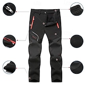 cheap Bottoms-Men&#039;s Fleece Lined Pants Waterproof Hiking Pants Trousers Softshell Pants Winter Outdoor Thermal Warm Windproof Breathable Elastic Waist Fleece Bottoms Army Navy Grey Black Hunting Fishing Skiing