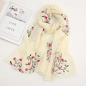 cheap Chiffon Scarves-Women&#039;s Scarf Cherry Blossom Print Lightweight Soft Pink Floral Breathable Casual Office Evening One Size Fits All Spring Autumn Accessories