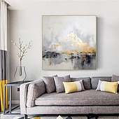 voordelige Olieverfschilderijen-minimalistisch abstract bergschilderij handgeschilderd extra groot landschap folie schilderij muur kunst grijs goud canvas schilderij op canvas grote muur kunst abstract schilderij voor woonkamer