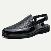 billiga Kjol sandaler-Herr Sandaler Romerska skor PU Läder Andningsfunktion Bekväm Halksäker Spänne Svart Brun