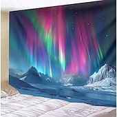 billige landskapsteppe-aurora nordlys hengende billedvev veggkunst stor billedvev veggmaleri dekor fotografi bakteppe teppe gardin hjem soverom stue dekorasjon