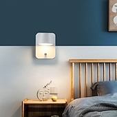 abordables Apliques de pared para interior-Luces de pared interiores LED Luz de lectura de cabecera con versión de luz nocturna e interruptor independiente Aplique de pared de tocador RV giratorio de 350 ° Lámpara de pared de metal para sala
