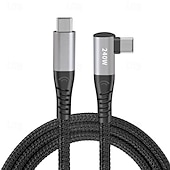 Недорогие Кабели для мобильных телефонов-1 упаковка Кабель USB 3.0 100 Вт 3,3 фута USB-C на USB-C 6 A Кабель для зарядки Быстрая зарядка Высокая скорость передачи данных нейлон плетеный Прямой угол Прочный Назначение Macbook iPad Samsung