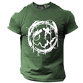 billiga T-shirts med 3D-tryck till herrar-Herr Grafisk Rolig Le ansikte T-shirt Kortärmad T-shirt 3D-tryck Rund hals Skjorta Mode Designer Dagligen Svart Grön Kaki Vår &amp; sommar Kläder S M L XL XXL XXXL