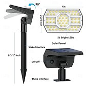 levne Pozemní světla-solární světla venkovní voděodolná ip68 56led solární krajinné trávníkové reflektory pro zahradní terasu osvětlení dvorku, dva způsoby vložení do země a zavěšení na stěnu 1ks