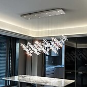 baratos Candelabros de Cristal-Lustre led branco quente 100cm 8 luzes design exclusivo lustre de flor de cristal restaurante luxo arte italiana bar ilha candeeiros de mesa criativo metal sala de jantar 110-240v