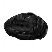 baratos Pedaços de cabelo humano e postiços-Peruca de 6 polegadas para homens, pele ultrafina, 8x10 polegadas, cabelo humano, densidade de luz preta natural, sistemas de substituição de peruca masculina 8x10
