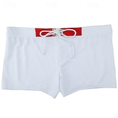 baratos calção de banho boxer masculino-Homens Bermuda de Surf Shorts de Natação Calção Justo de Natação Patchwork Com Cordão Cintura elástica Bloco de cor Conforto Secagem Rápida Curto Feriado Praia Final de semana Moda Casual Branco