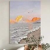 preiswerte Ölgemälde-handgemaltes 3D-Minimalismus-abstraktes Leinwandgemälde, handgemachte tonale Wellenkunst, strukturiertes Berg-Meer-Gemälde, Wandkunst, Wabi-Sabi-Wandkunst, Gemälde für Wohnzimmer, Malerei, stilvolle
