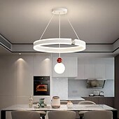 economico Luci a sospensione-lampada a sospensione a led 50 cm design circolare a 2 luci anello dimmerabile finiture verniciate in alluminio stile artistico nordico lampada a sospensione per soggiorno camera da letto 110-240 v