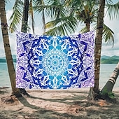 halpa Mandala Matto-mandala boheemin sininen vihreä roikkuu kuvakudos seinä taide iso kuvakudos seinämaalaus sisustus valokuva tausta peitto verho koti makuuhuone olohuoneen sisustus