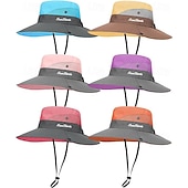 cheap Home Hats-Sunshade Hat UV Protection Wide Brim Beach Cap Foldable Ponytail Bucket Fishing Hat Beach Cap for Fishing Hiking Gardening Outdoor
