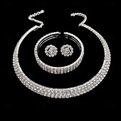 cheap Jewelry Sets-Jewelry Set One-piece Suit Alloy Earrings Necklace Bracelets Women&#039;s Punk Cute Stylish Cute Fancy Flower Shape Pear Round Jewelry Set For Wedding Party Evening Gift