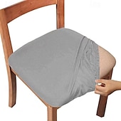 abordables Sr. y Sra. Boda-4 piezas/6 piezas de color sólido cepillado de alta elasticidad funda de silla simple suave y cómoda funda de asiento de silla a prueba de polvo y resistente a la suciedad adecuada para silla de