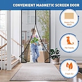 abordables Écran pour la fenêtre et la porte-Porte écran magnétique portable écran anti-mouches ou insectes magnétique passage pour porte coulissante garage patio cuisine salon chambre bar entrée facile pour animaux de compagnie et enfants