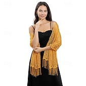 voordelige Sjaals-Omslagdoeken Damesomslag Elegant Bruids Mouwloos Polyester Bruiloftsomslagen Met Pure Kleur Voor Feest Lente zomer