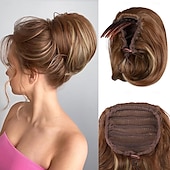 abordables Moños-Moño de pelo desordenado, moño corto con cola de caballo, peine con cordón, extensión de moño con clip para mujer, pieza de pelo sintético, moño, moño recogido para fiesta diaria