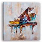 voordelige Abstracte schilderijen-piano olieverf handgeschilderde abstracte kunst geheugen rood piano schilderij muur kunst schilderij stilleven olieverf voor woonkamer slaapkamer ingang gewikkeld canvas klaar om schilderijen op te