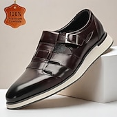 billiga Premium läder sandaler-Herr Sandaler Romerska skor Läder Andningsfunktion Bekväm Halksäker Spänne Kaffe