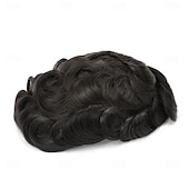 baratos Pedaços de cabelo humano e postiços-Peruca de 6 polegadas para homens, pele ultrafina, 8x10 polegadas, cabelo humano, densidade de luz preta natural, sistemas de substituição de peruca masculina 8x10
